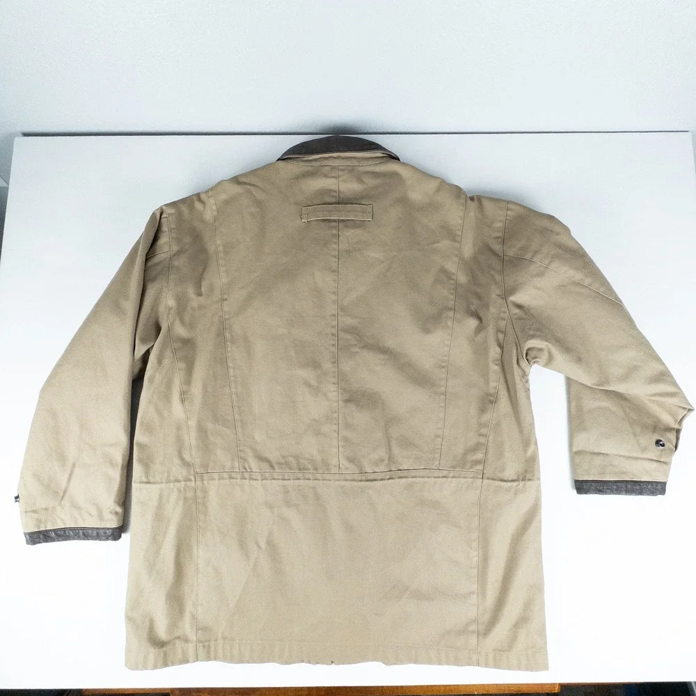Vintage Field Chore Jacket Men L Tan Leather Collar Shooting Barn Harness Rugged